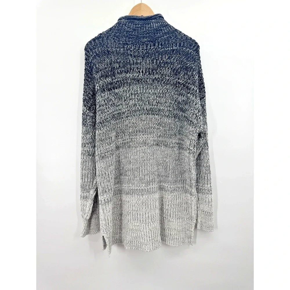 Haven Roll Neck Chunky Knit Ombre Sweater XL Oversized Fisherman Preppy Nautical
